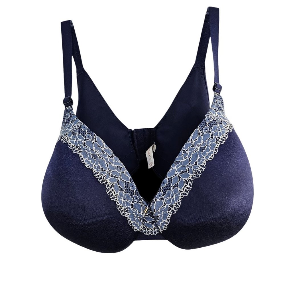 Cacique Woman's Size 44DDD Bra Lightly Lined‎ Full Coverage Blue Lace